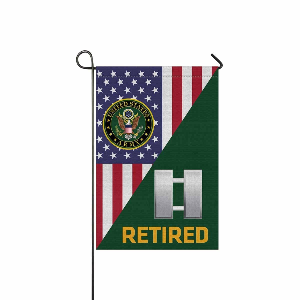 US Army O-3 Captain O3 CPT Commissioned Officer Retired Garden Flag/Yard Flag 12 inches x 18 inches Twin-Side Printing-GDFlag-Army-Ranks-Veterans Nation