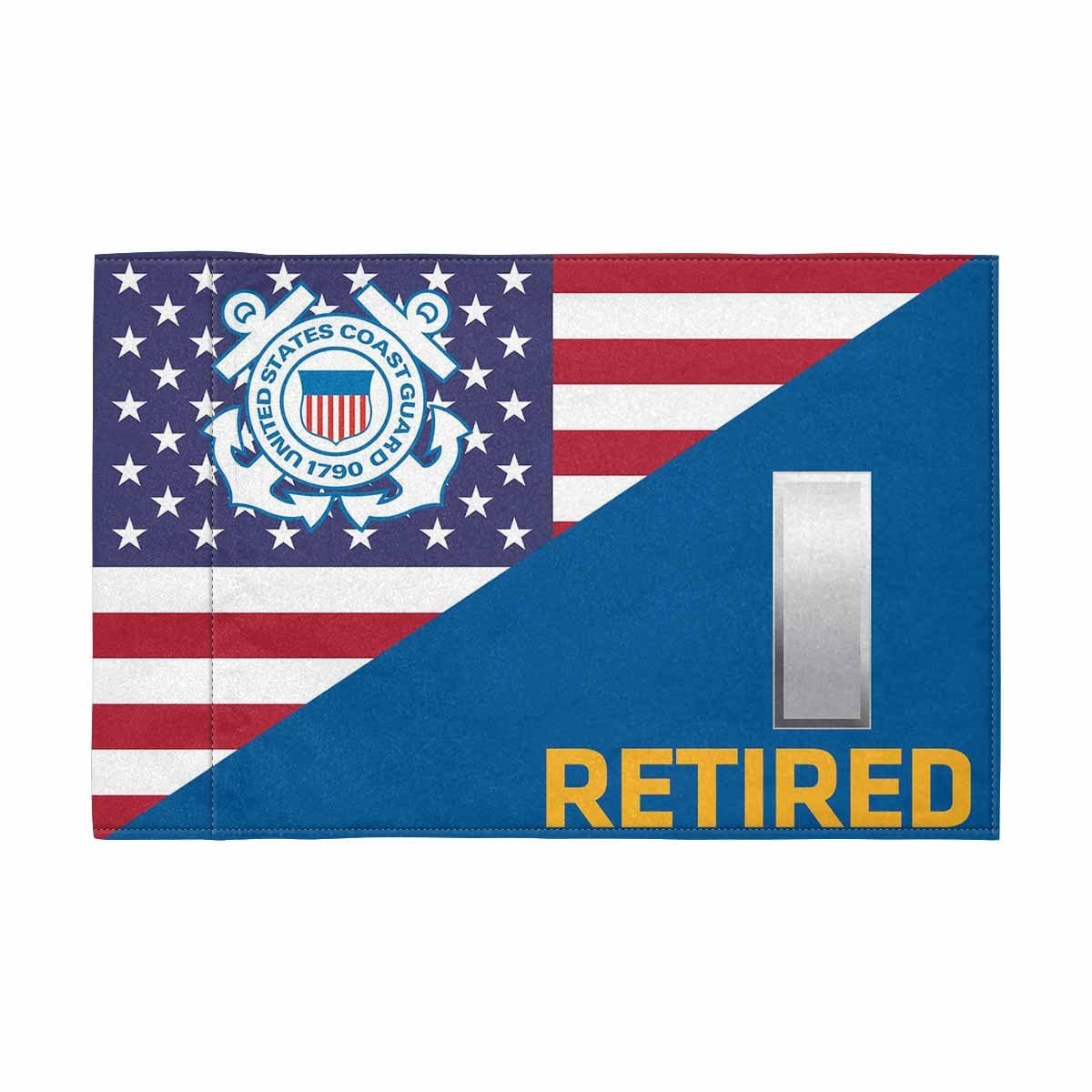 USCG O-2 Retired Motorcycle Flag 9" x 6" Twin-Side Printing D01-MotorcycleFlag-USCG-Veterans Nation