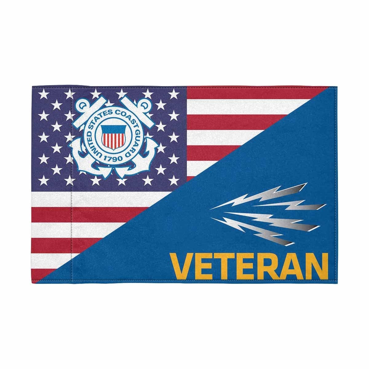 USCG TC Veteran Motorcycle Flag 9" x 6" Twin-Side Printing D01-MotorcycleFlag-USCG-Veterans Nation