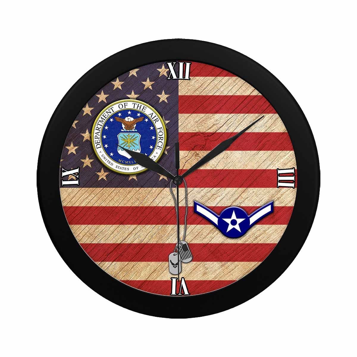 US Air Force E-2 Airman Amn E2 Ranks Enlisted Airman Wall Clock-WallClocks-USAF-Ranks-Veterans Nation