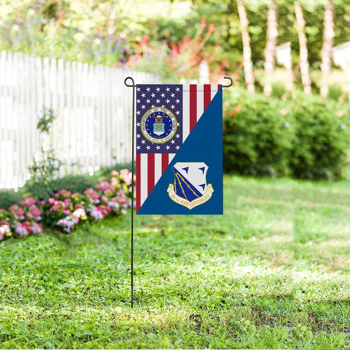 US Air Force 30th Air Division Garden Flag/Yard Flag 12 inches x 18 inches Twin-Side Printing-GDFlag-USAF-AirDivision-Veterans Nation