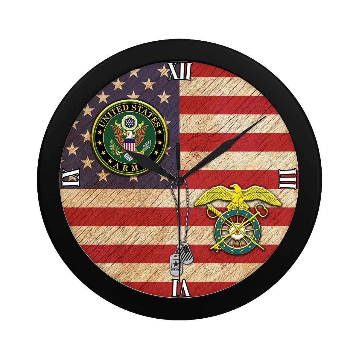 US Army Quartermaster Corps Black Wall Clock-WallClocks-Army-Branch-Veterans Nation