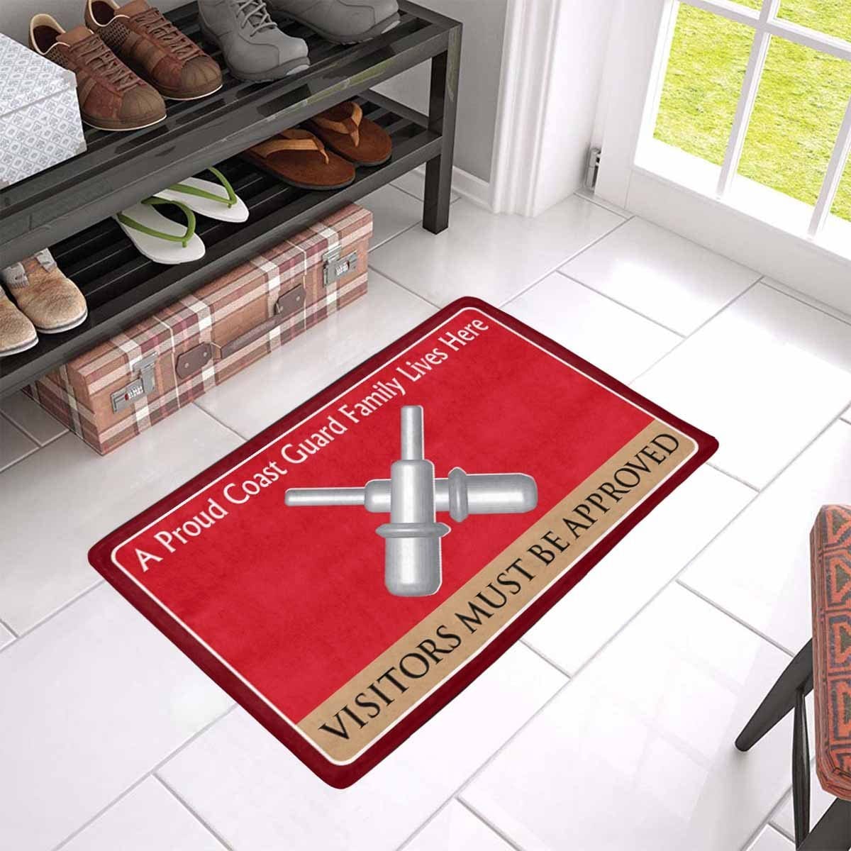 US Coast Guard Gunner's Mate GM Logo Family Doormat - Visitors must be approved (23.6 inches x 15.7 inches)-Doormat-USCG-Rate-Veterans Nation