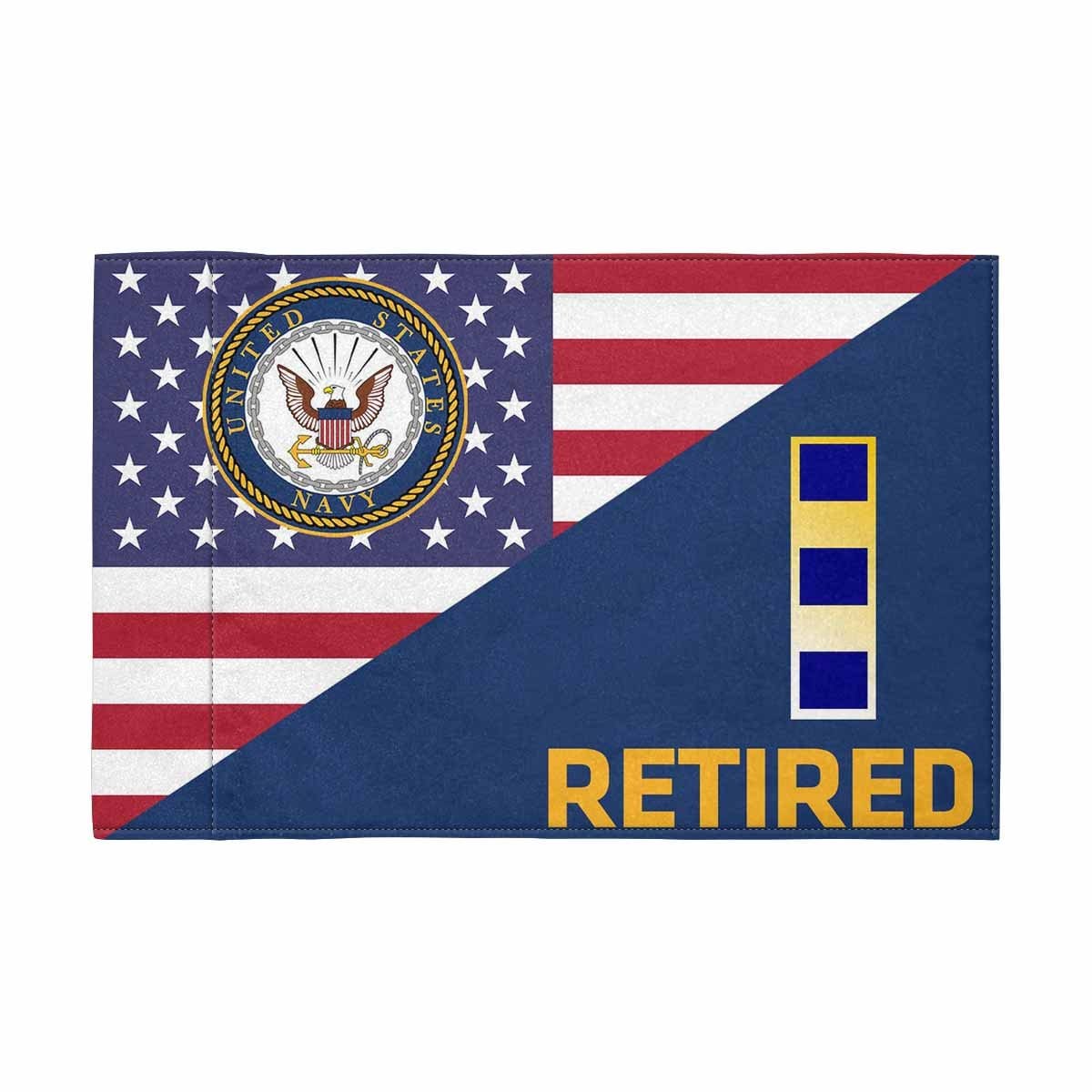 US Navy W-2 Retired Motorcycle Flag 9" x 6" Twin-Side Printing D01-MotorcycleFlag-Navy-Veterans Nation