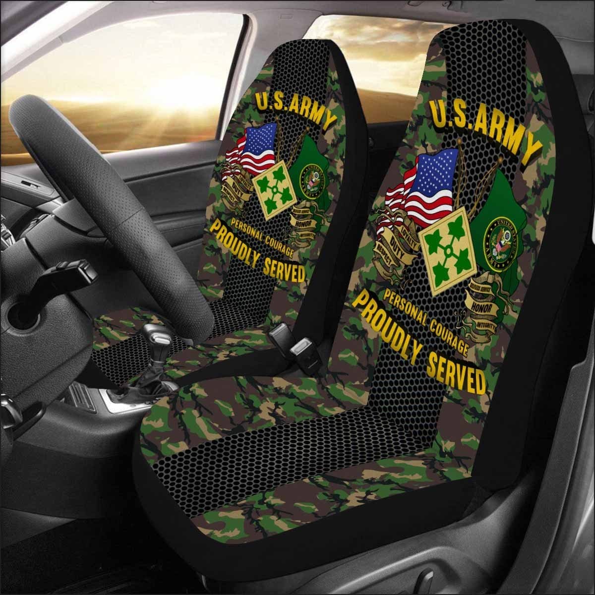 US Army 4th Infantry Division Car Seat Covers (Set of 2)-SeatCovers-Army-CSIB-Veterans Nation