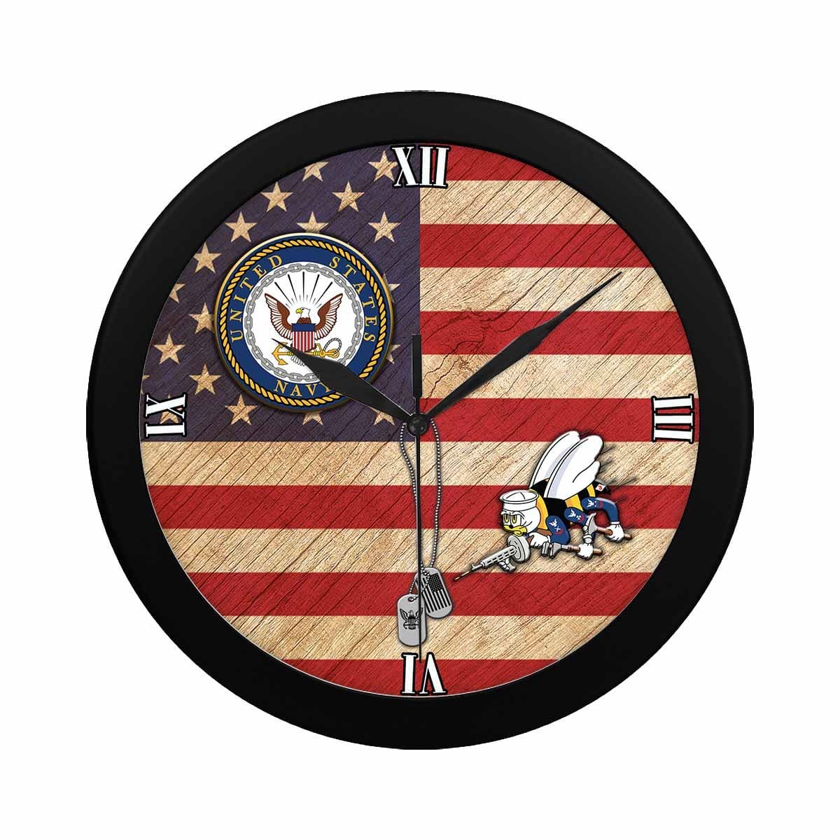 US Navy Seabees Wall Clock-WallClocks-Navy-Collar-Veterans Nation