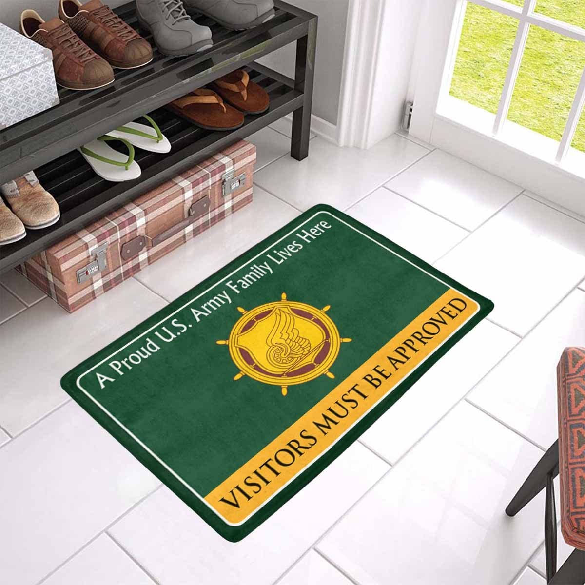 U.S. Army Transportation Corps Family Doormat - Visitors must be approved Doormat (23.6 inches x 15.7 inches)-Doormat-Army-Branch-Veterans Nation