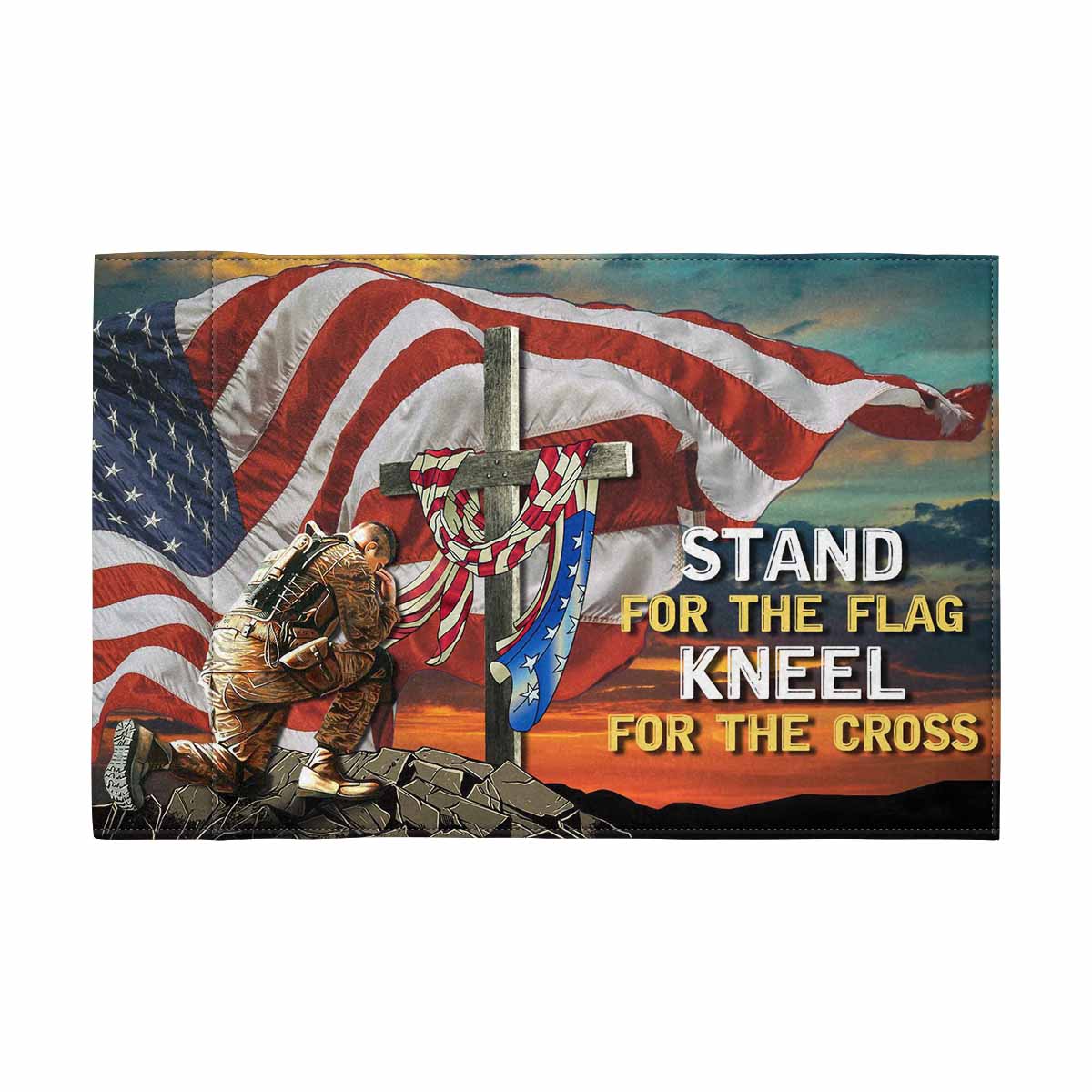 STAND FOR THE FLAG KNEEL FOR THE CROSS Motorcycle Flag 9" x 6"(Each Piece With Different Printing）-Garden Flag-Veterans Nation