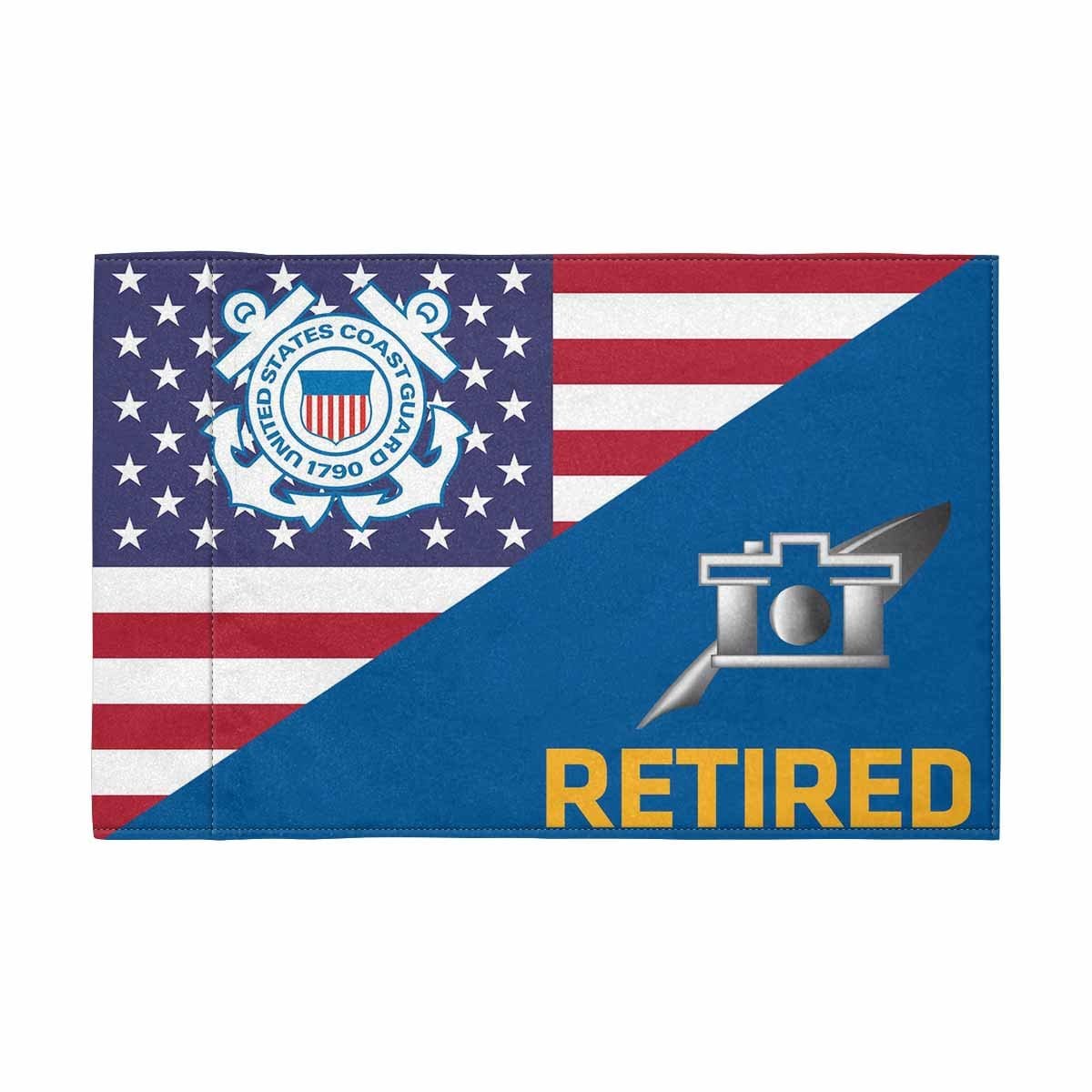 USCG PA Retired Motorcycle Flag 9" x 6" Twin-Side Printing D01-MotorcycleFlag-USCG-Veterans Nation