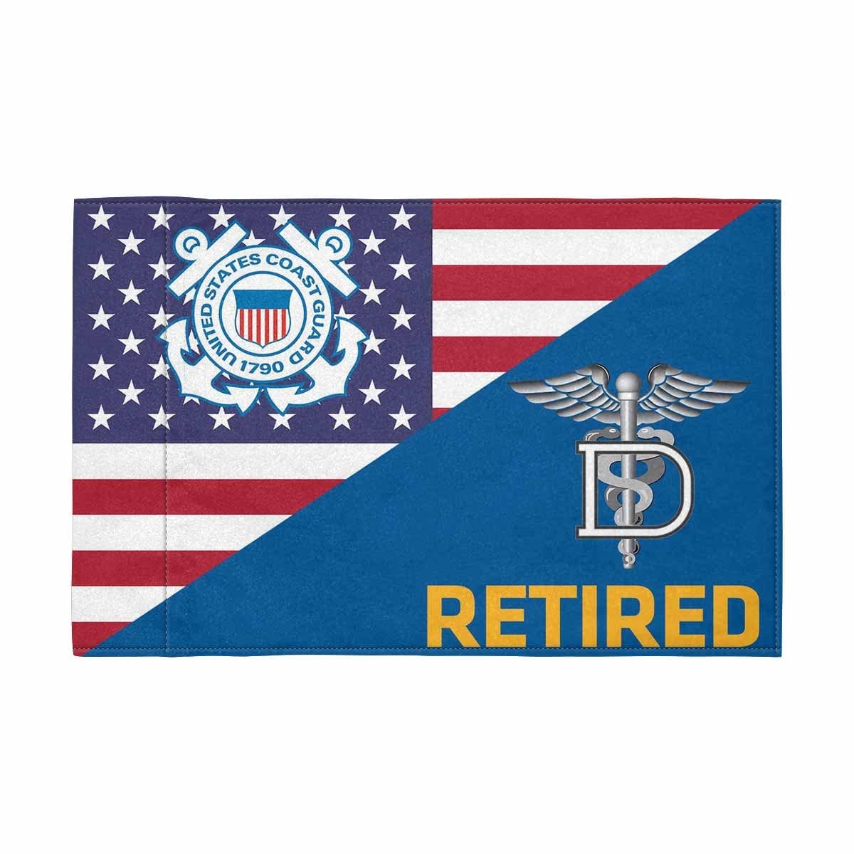 USCG DT Retired Motorcycle Flag 9" x 6" Twin-Side Printing D01-MotorcycleFlag-USCG-Veterans Nation