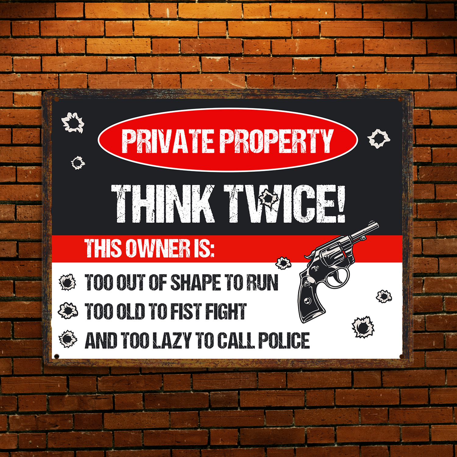 Private Property Think Twice Metal Sign-MetalSign-AllBranch-Veterans Nation