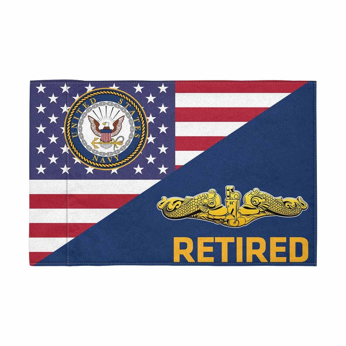 US Navy Submarine Officer Retired Motorcycle Flag 9" x 6" Twin-Side Printing D01-MotorcycleFlag-Navy-Veterans Nation