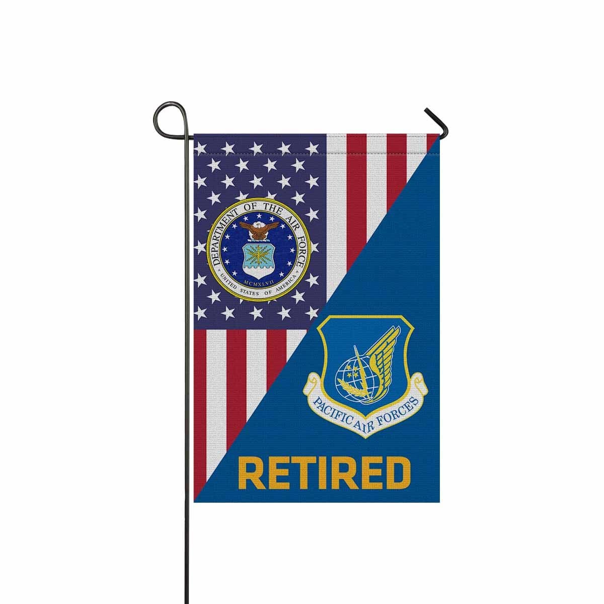 US Air Force Pacific Air Forces Retired Garden Flag/Yard Flag 12 inches x 18 inches Twin-Side Printing-GDFlag-USAF-Shield-Veterans Nation