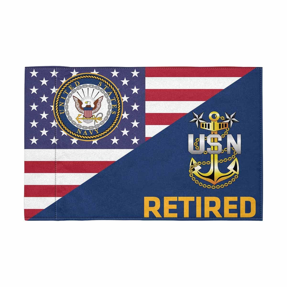 US Navy E-9 MCPO Collar Device Retired Motorcycle Flag 9" x 6" Twin-Side Printing D01-MotorcycleFlag-Navy-Veterans Nation