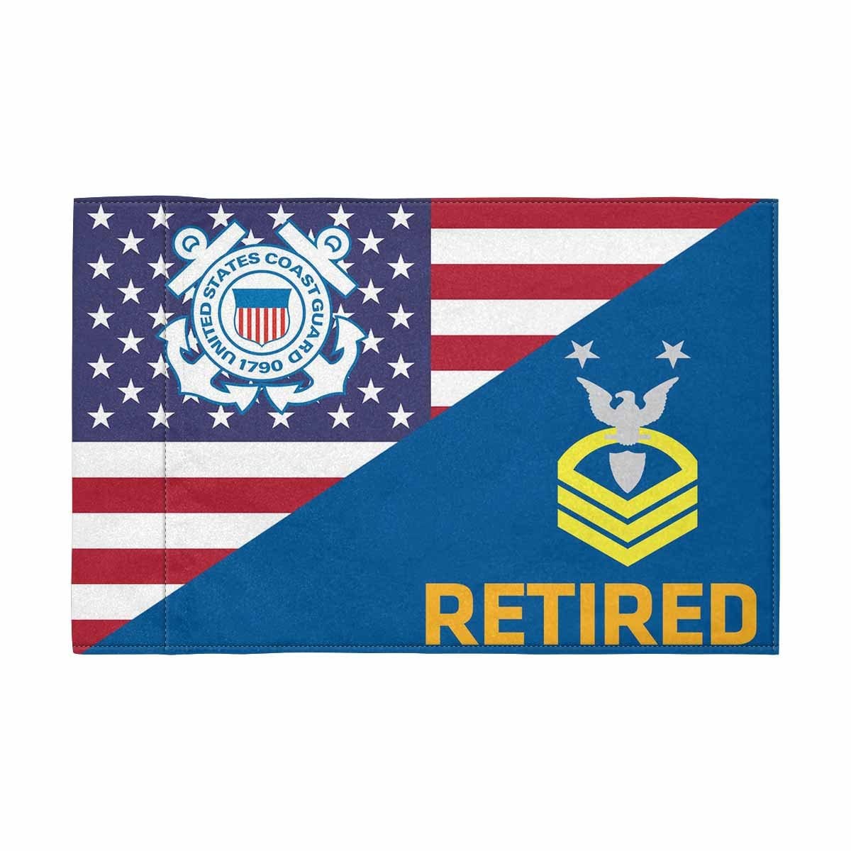 US Coast Guard E-9 Command Master Chief Petty Officer E9 CMC Chief Petty Officer Retired Motorcycle Flag 9" x 6" Twin-Side Printing D01-MotorcycleFlag-USCG-Veterans Nation