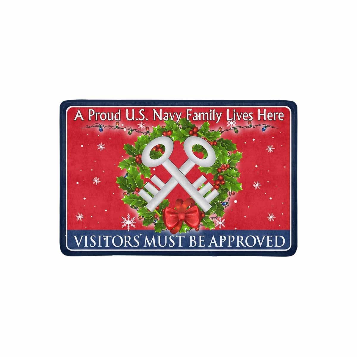 Navy Storekeeper Navy SK - Visitors must be approved - Christmas Doormat-Doormat-Navy-Rate-Veterans Nation