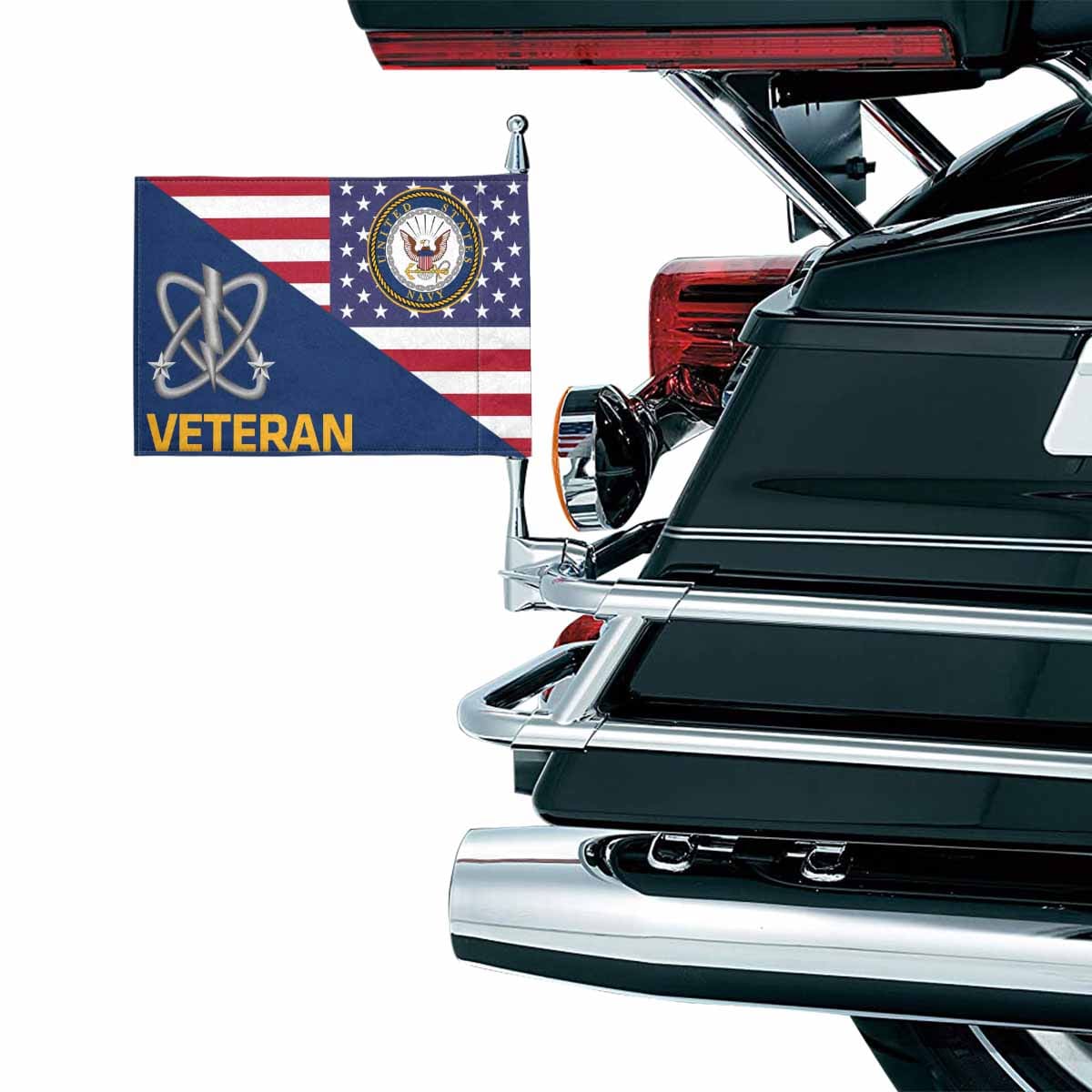US Navy Electronics Warfare Technician Navy EW Veteran Motorcycle Flag 9" x 6" Twin-Side Printing D01-MotorcycleFlag-Navy-Veterans Nation
