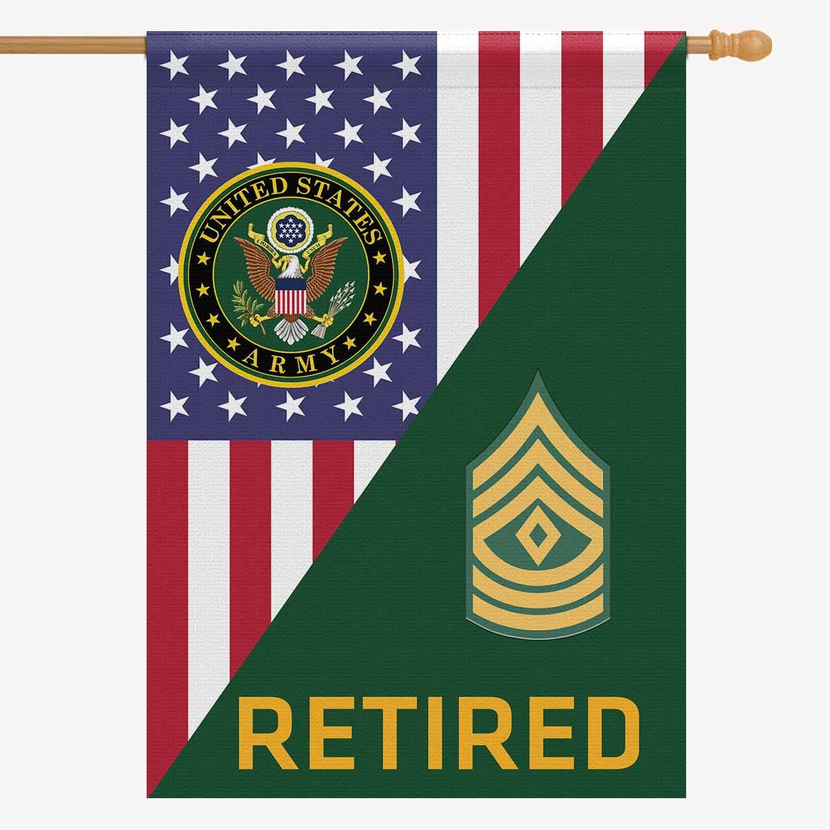 US Army E-8 First Sergeant E8 1SG Retired House Flag 28 Inch x 40 Inch 2-Side Printing-HouseFlag-Army-Ranks-Veterans Nation