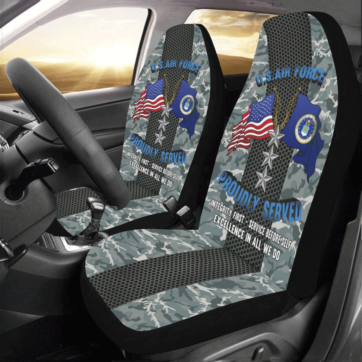 US Air Force O-9 Lieutenant General Lt Ge O9 Gener Car Seat Covers (Set of 2)-SeatCovers-USAF-Ranks-Veterans Nation