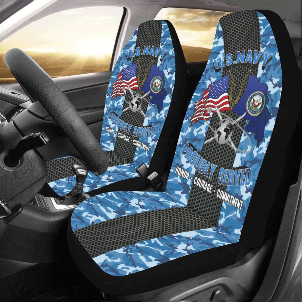 Navy Mass Communications Specialist Navy MC Car Seat Covers (Set of 2)-SeatCovers-Navy-Rate-Veterans Nation