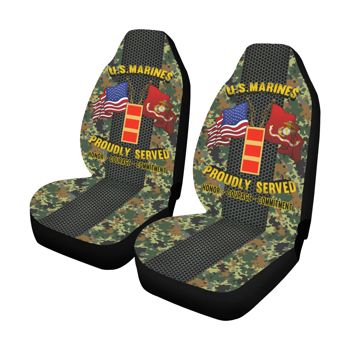 M.Corps W-2 Chief Warrant Officer 2 CW2 M.Corps CW2 Warrant Officer Car Seat Covers (Set of 2)-SeatCovers-USMC-Ranks-Veterans Nation