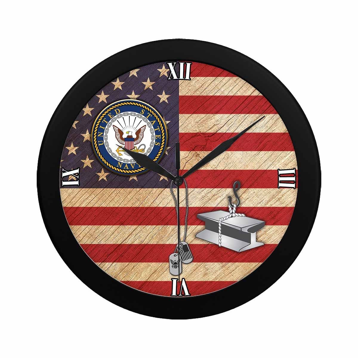 US Navy Steelworker Navy SW Wall Clock-WallClocks-Navy-Rate-Veterans Nation