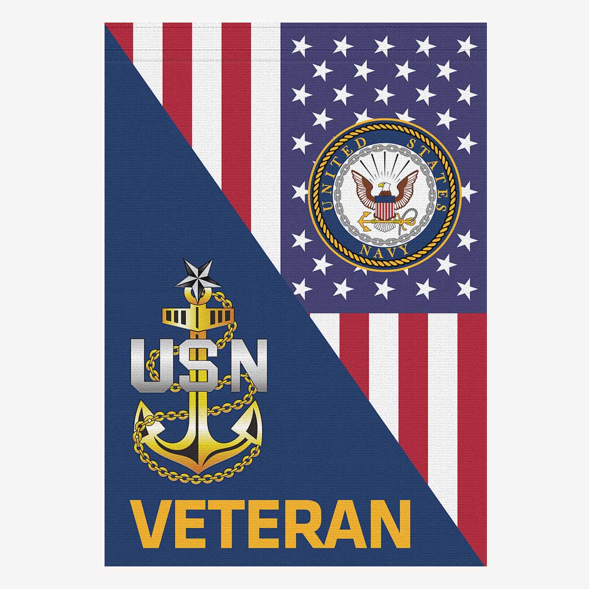 US Navy E-8 Senior Chief Petty Officer E8 SCPO Senior Noncommissioned Officer Collar Device Veteran House Flag 28 inches x 40 inches Twin-Side Printing-HouseFlag-Navy-Collar-Veterans Nation