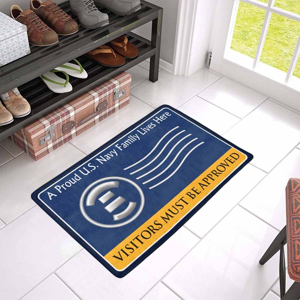 Navy Postal Clerk Navy PC Family Doormat - Visitors must be approved (23,6 inches x 15,7 inches)-Doormat-Navy-Rate-Veterans Nation