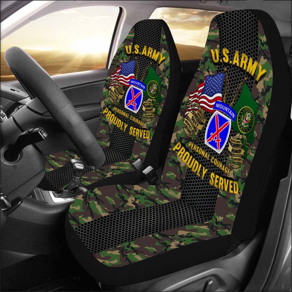 US Army 10th Mountain Infantry Division Car Seat Covers (Set of 2)-SeatCovers-Army-CSIB-Veterans Nation