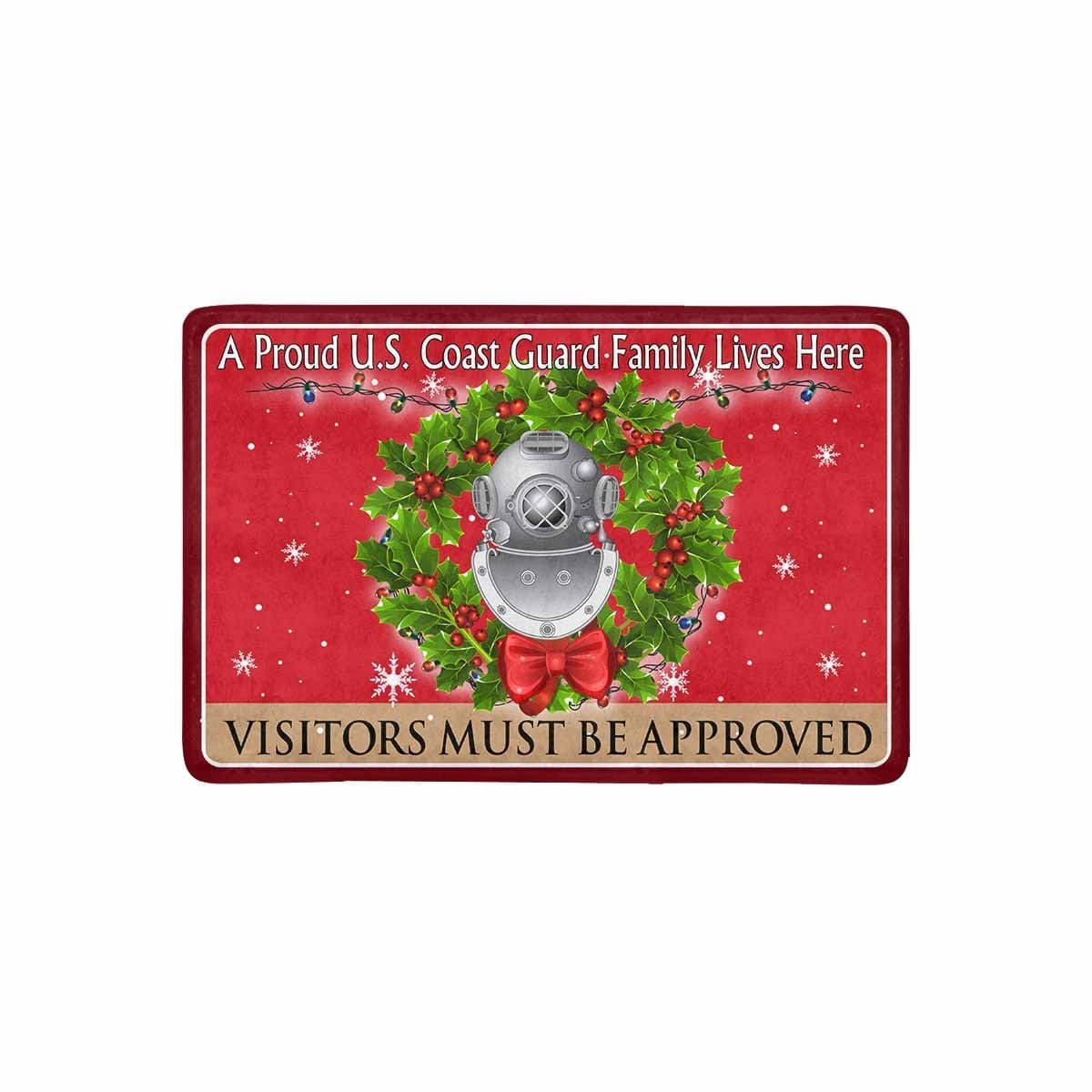 US Coast Guard Diver ND Logo - Visitors must be approved Christmas Doormat-Doormat-USCG-Rate-Veterans Nation