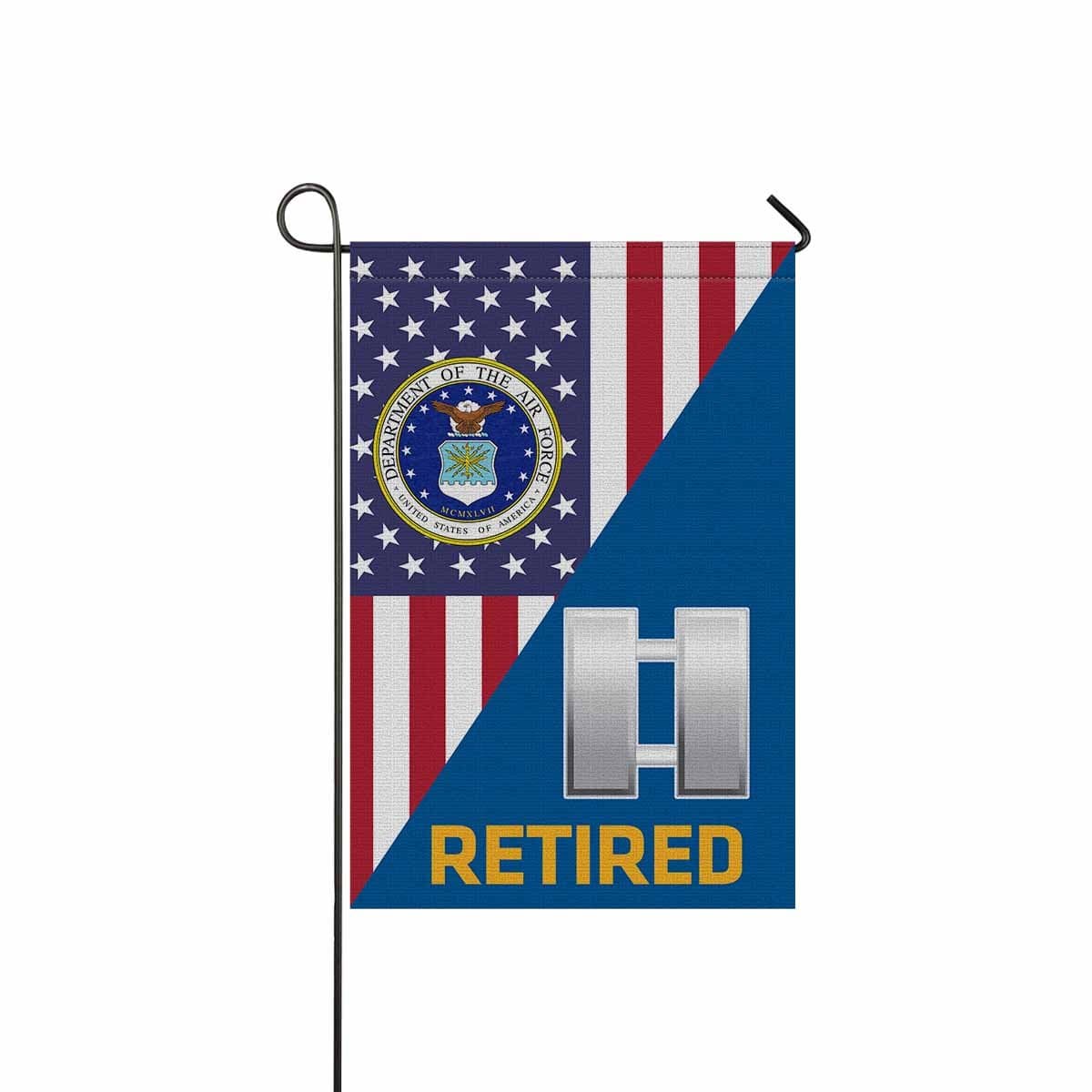 US Air Force O-3 Captain Capt O3 Commissioned Officer Retired Garden Flag/Yard Flag 12 inches x 18 inches Twin-Side Printing-GDFlag-USAF-Ranks-Veterans Nation