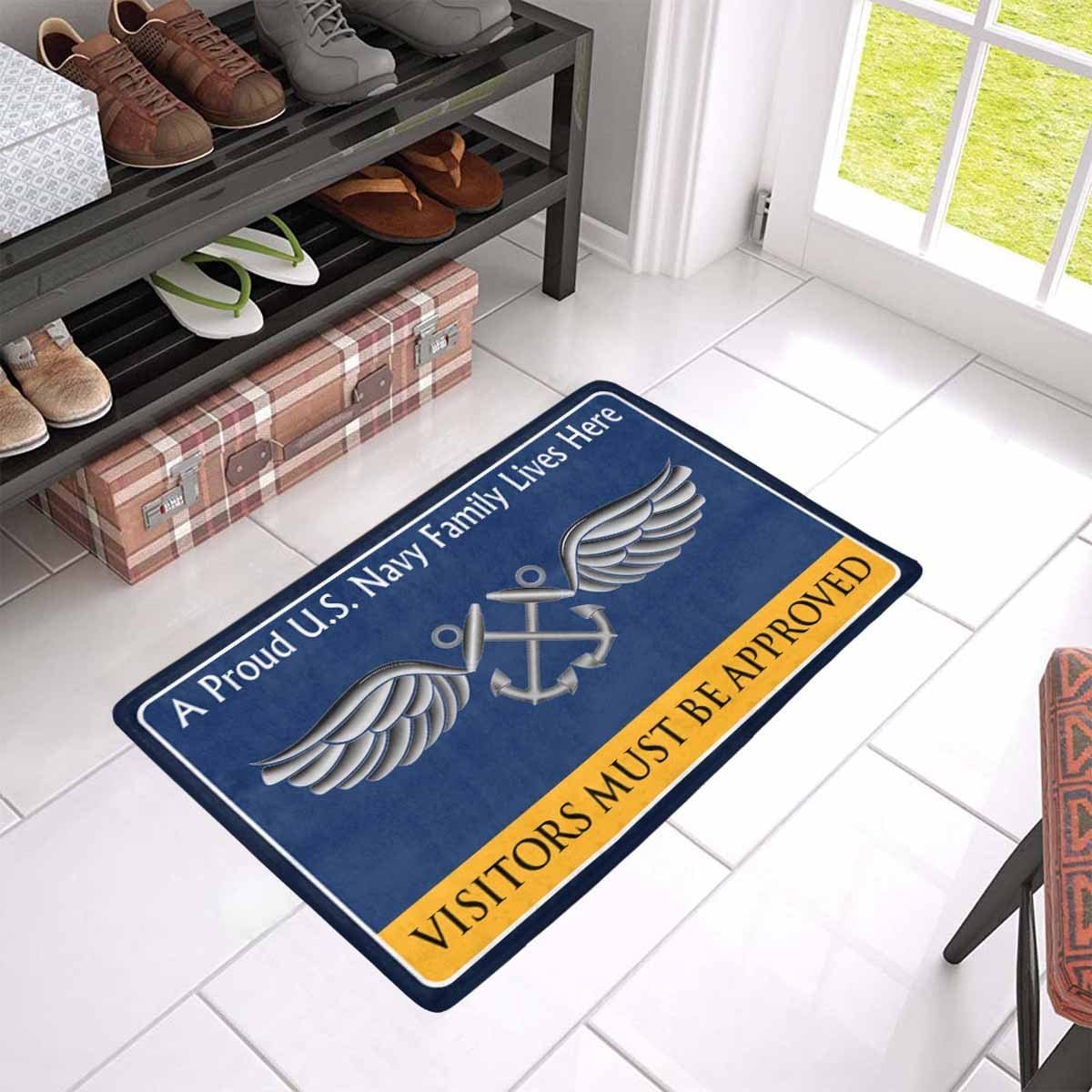 U.S Navy Aviation Boatswain's Mate Navy AB Family Doormat - Visitors must be approved (23,6 inches x 15,7 inches)-Doormat-Navy-Rate-Veterans Nation