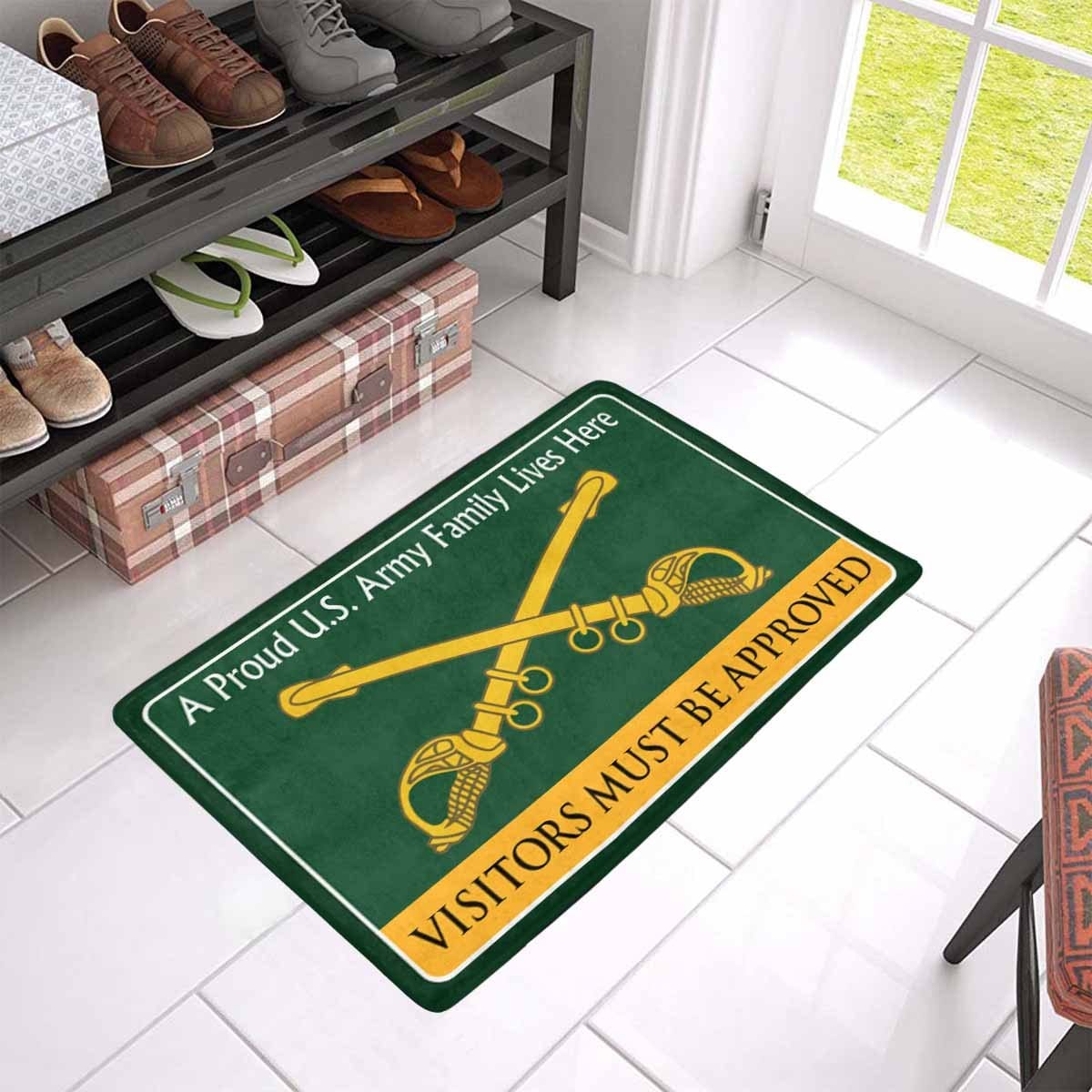 United States Cavalry Family Doormat - Visitors must be approved Doormat (23.6 inches x 15.7 inches)-Doormat-Army-Branch-Veterans Nation
