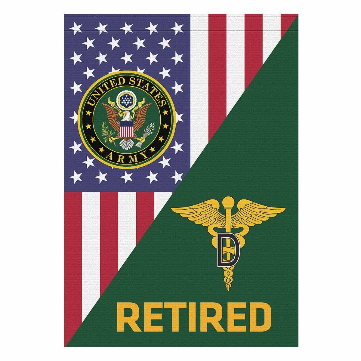 U.S. Army Dental Corps Retired House Flag 28 Inch x 40 Inch Twin-Side Printing-HouseFlag-Army-Branch-Veterans Nation