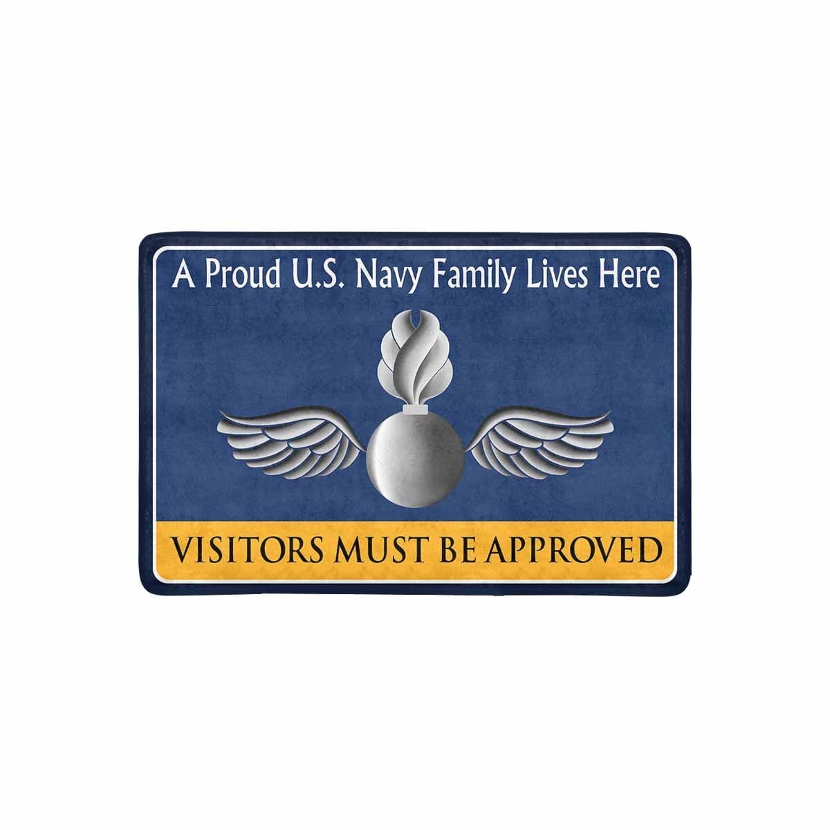 Navy Aviation Ordnanceman Navy AO Family Doormat - Visitors must be approved (23,6 inches x 15,7 inches)-Doormat-Navy-Rate-Veterans Nation