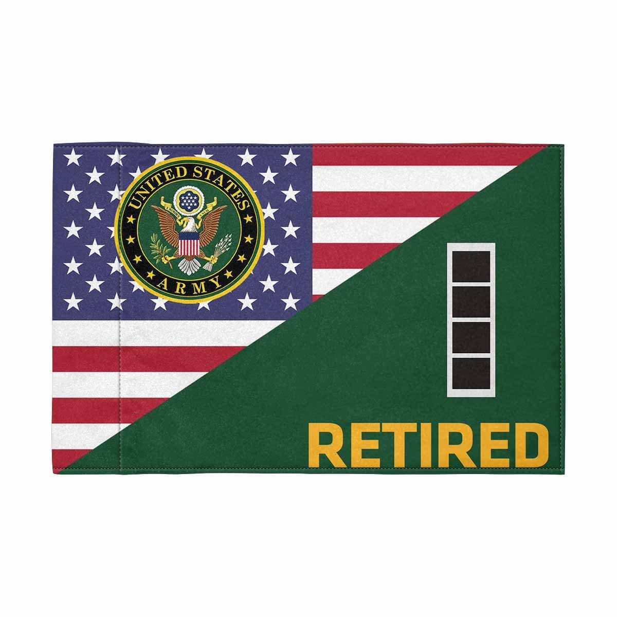 US Army W-4 Retired Motorcycle Flag 9" x 6" Twin-Side Printing D01-MotorcycleFlag-Army-Veterans Nation