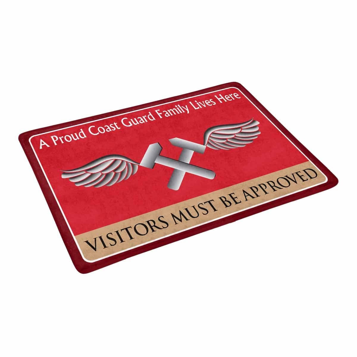 US Coast Guard Aviation Metalsmith AM Logo Family Doormat - Visitors must be approved (23.6 inches x 15.7 inches)-Doormat-USCG-Rate-Veterans Nation