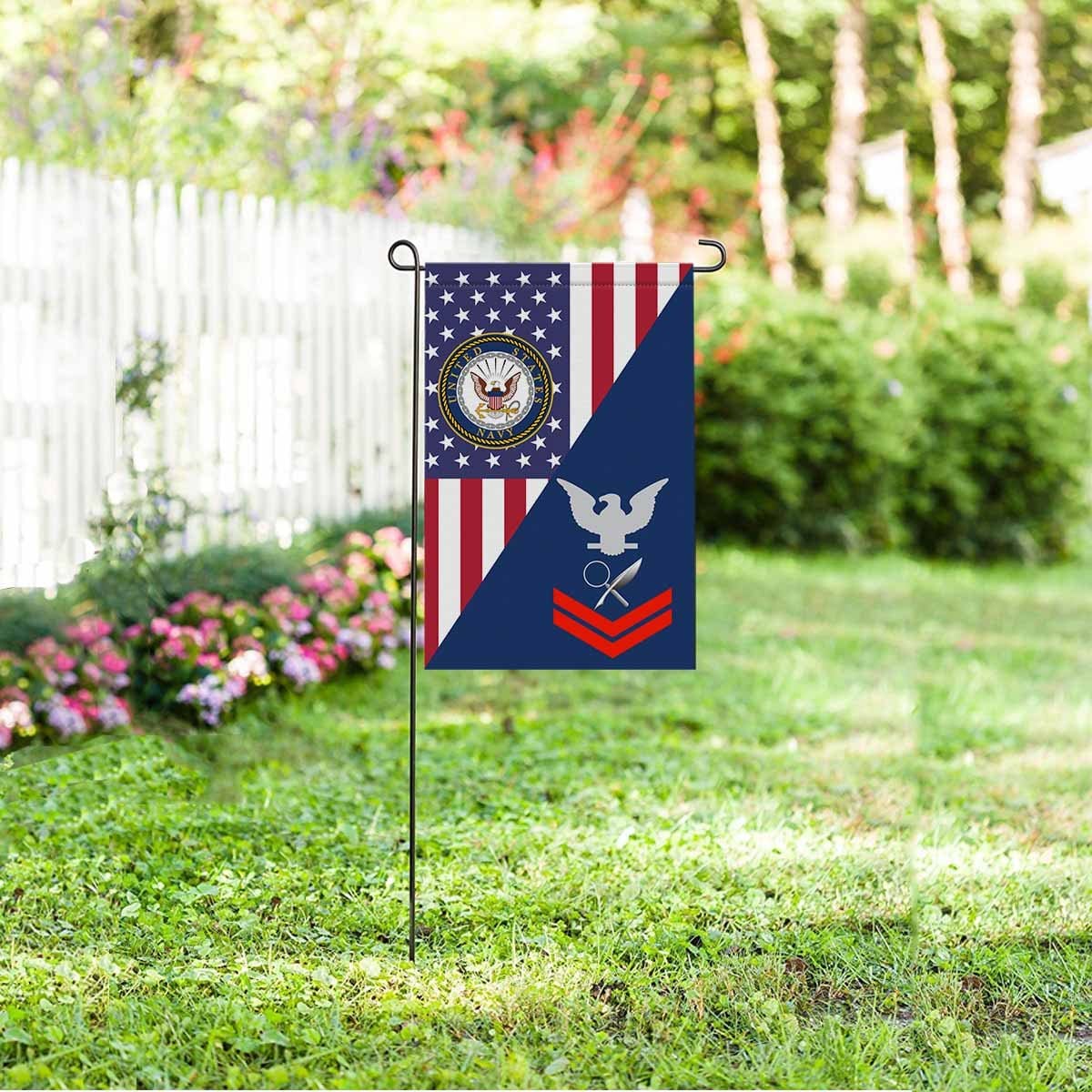 Navy Intelligence Specialist Navy IS E-5 Red Stripe Garden Flag/Yard Flag 12 inches x 18 inches Twin-Side Printing-GDFlag-Navy-Rating-Veterans Nation