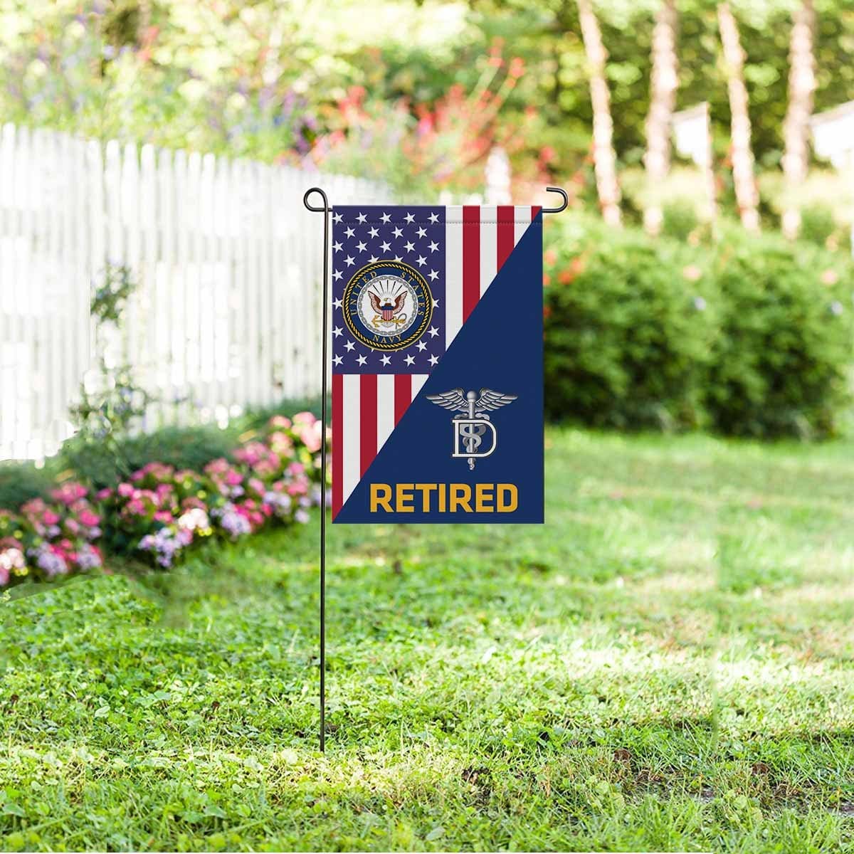 US Navy Dental Technician Navy DT Retired Garden Flag/Yard Flag 12 inches x 18 inches Twin-Side Printing-GDFlag-Navy-Rate-Veterans Nation
