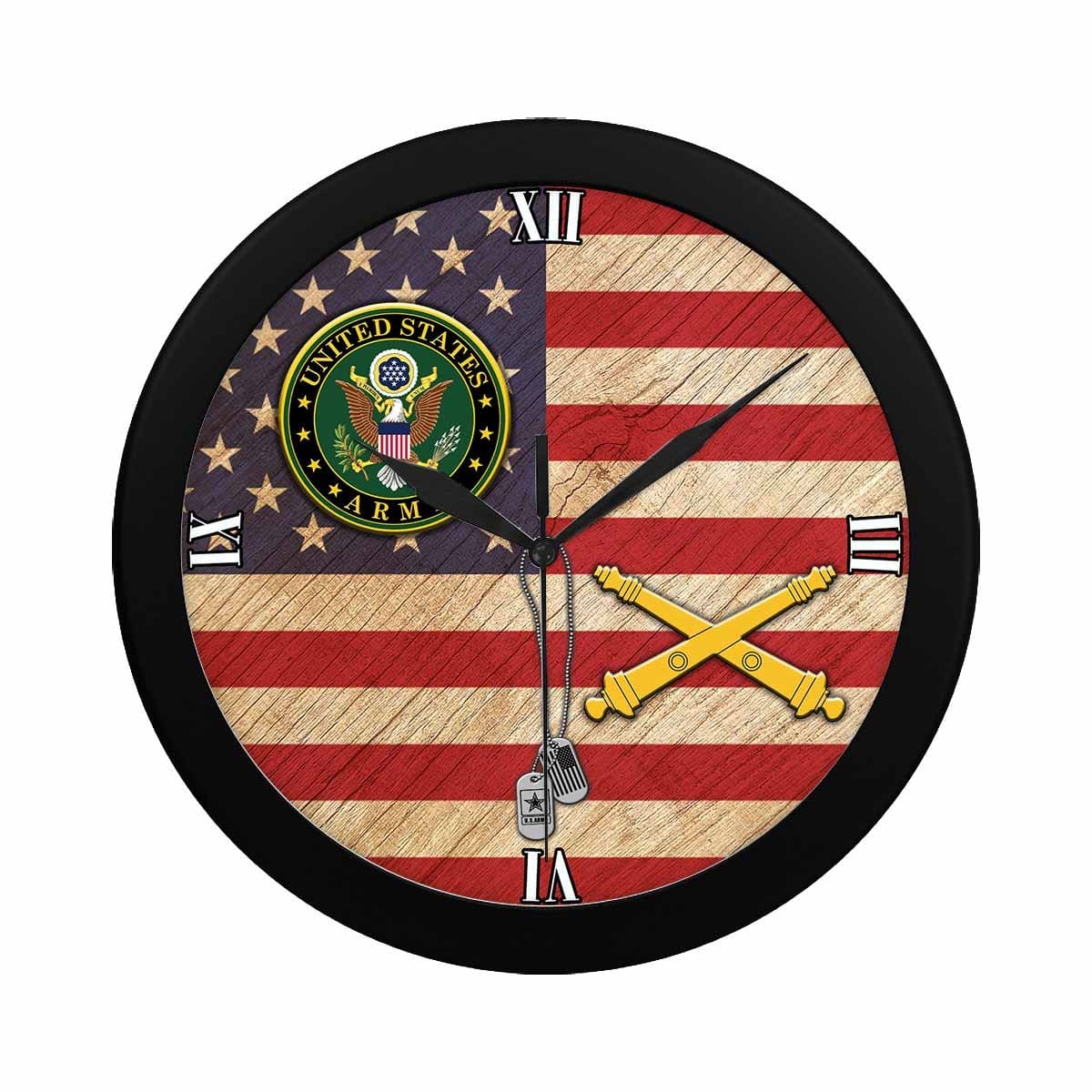 US Army Field Artillery Black Wall Clock-WallClocks-Army-Branch-Veterans Nation