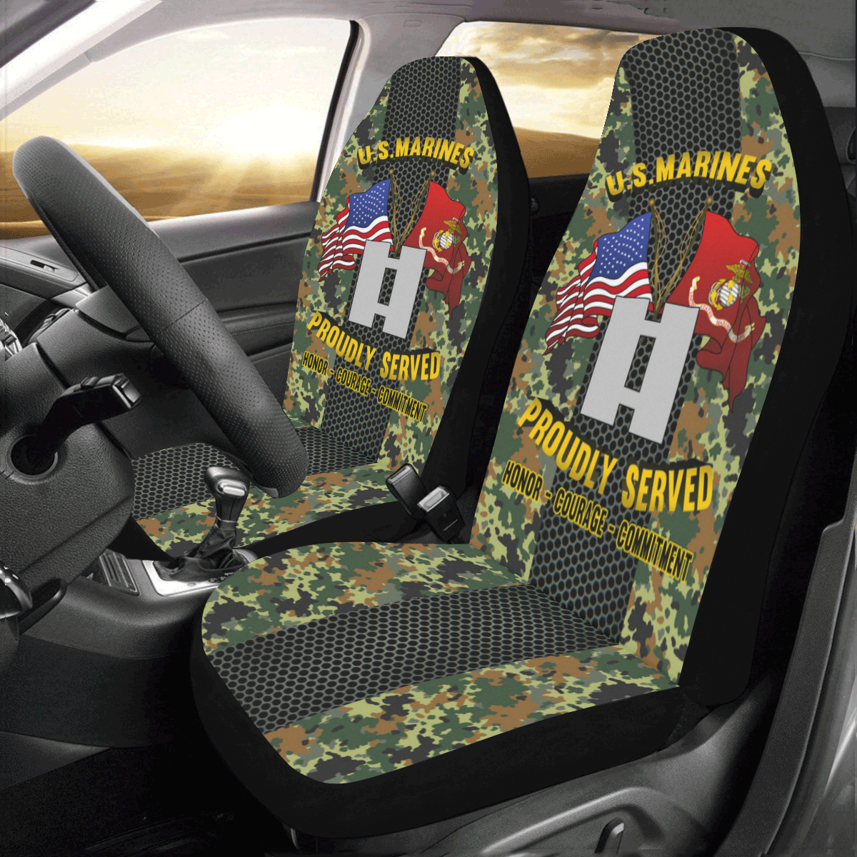 M.Corps O-3 Captain O3 Capt M.Corps O3 Commissioned Officer Car Seat Covers (Set of 2)-SeatCovers-USMC-Ranks-Veterans Nation