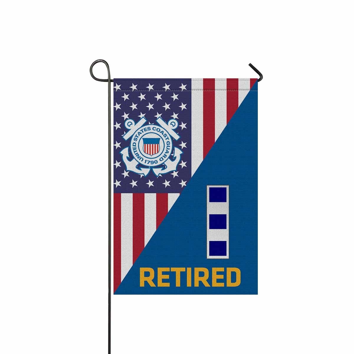 US Coast Guard W-4 Chief Warrant Officer 4 W4 CWO-4 Chief Warrant Officer Ranks Retired Garden Flag 12'' x 18'' Twin-Side Printing Retired Garden Flag 12" x 18"-Garden Flag-Veterans Nation