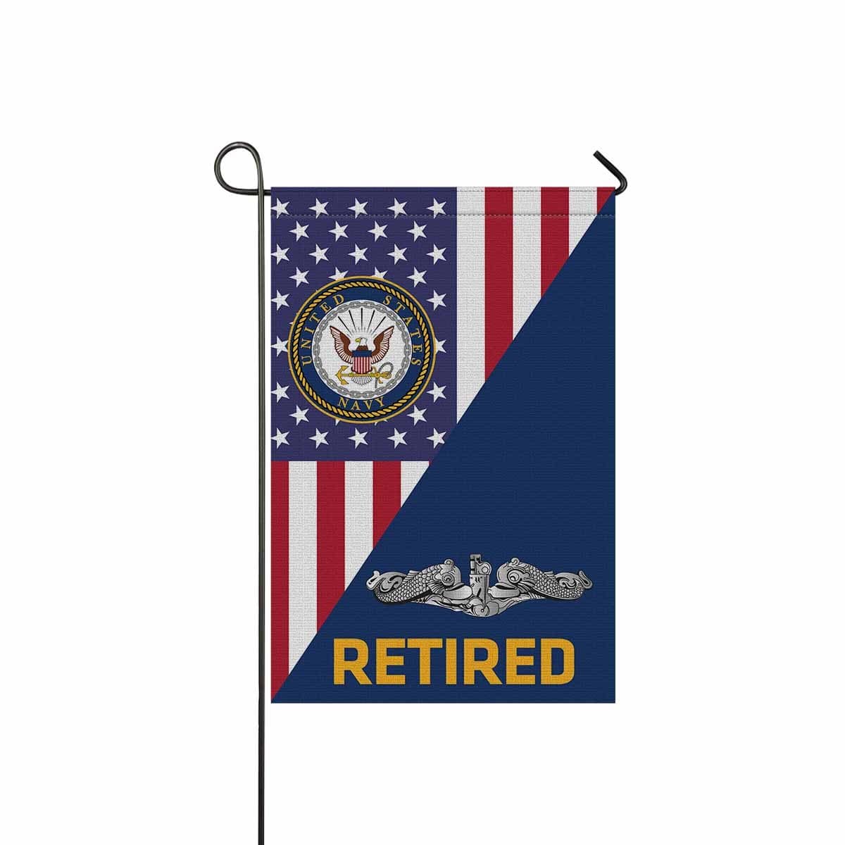 US Navy Submarine Enlisted Retired Garden Flag/Yard Flag 12 inches x 18 inches Twin-Side Printing-GDFlag-Navy-Badge-Veterans Nation
