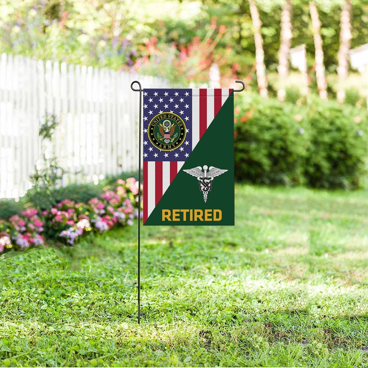 US Army Medical Service Corps Retired Garden Flag/Yard Flag 12 Inch x 18 Inch Twin-Side Printing-GDFlag-Army-Branch-Veterans Nation