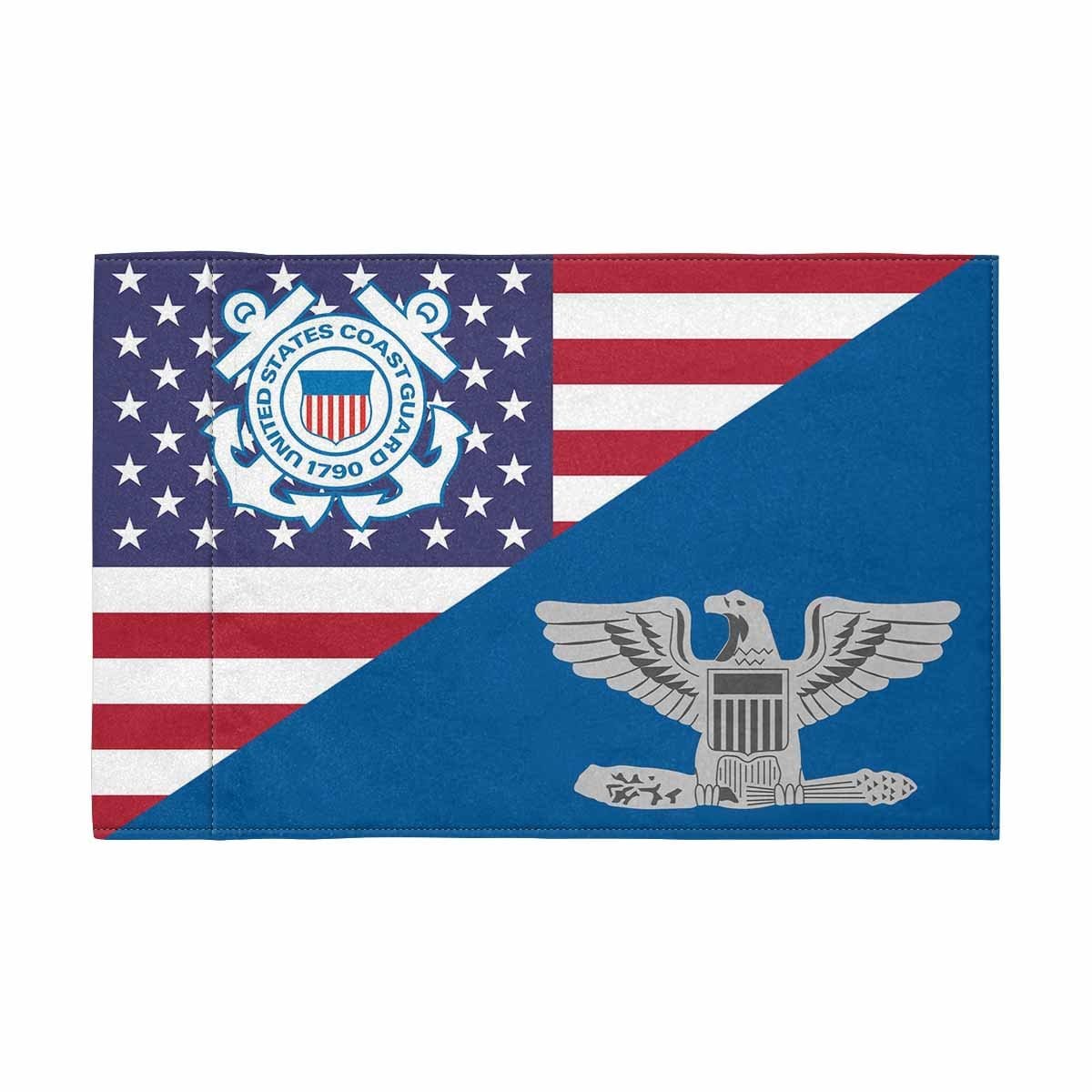 USCG O-6 Motorcycle Flag 9" x 6" Twin-Side Printing D01-MotorcycleFlag-USCG-Veterans Nation