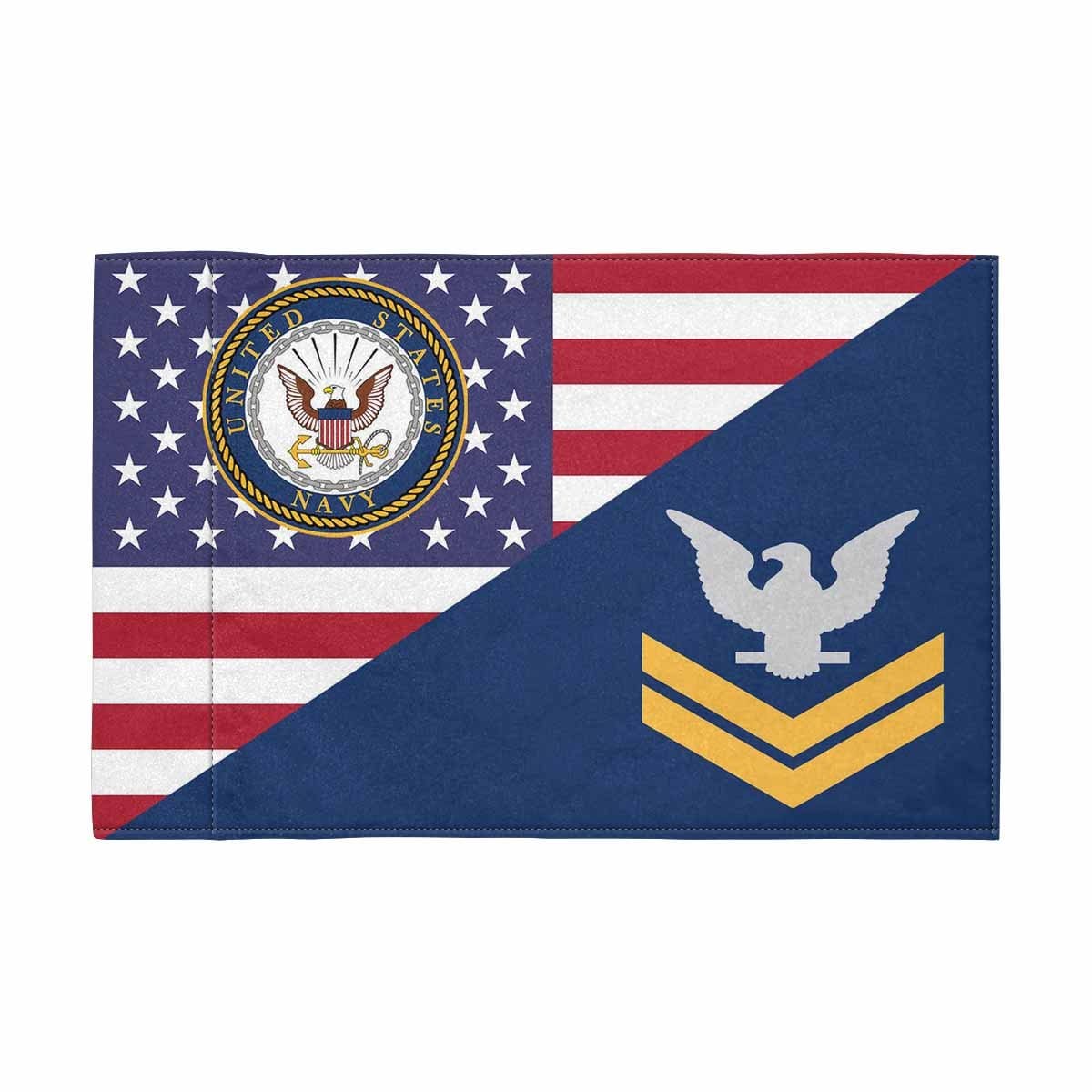 US Navy E-5 Gold Stripe Collar Device Motorcycle Flag 9" x 6" Twin-Side Printing D01-MotorcycleFlag-Navy-Veterans Nation
