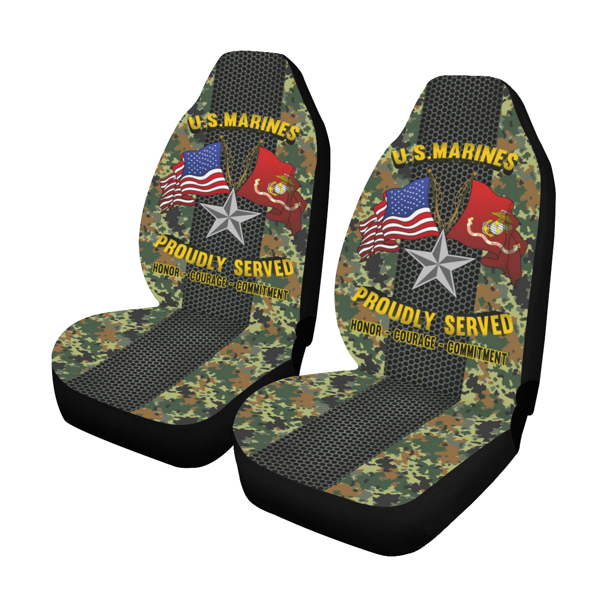 M.Corps O-7 Brigadier General O7 BGen M.Corps O7 General Officer Car Seat Covers (Set of 2)-SeatCovers-USMC-Ranks-Veterans Nation