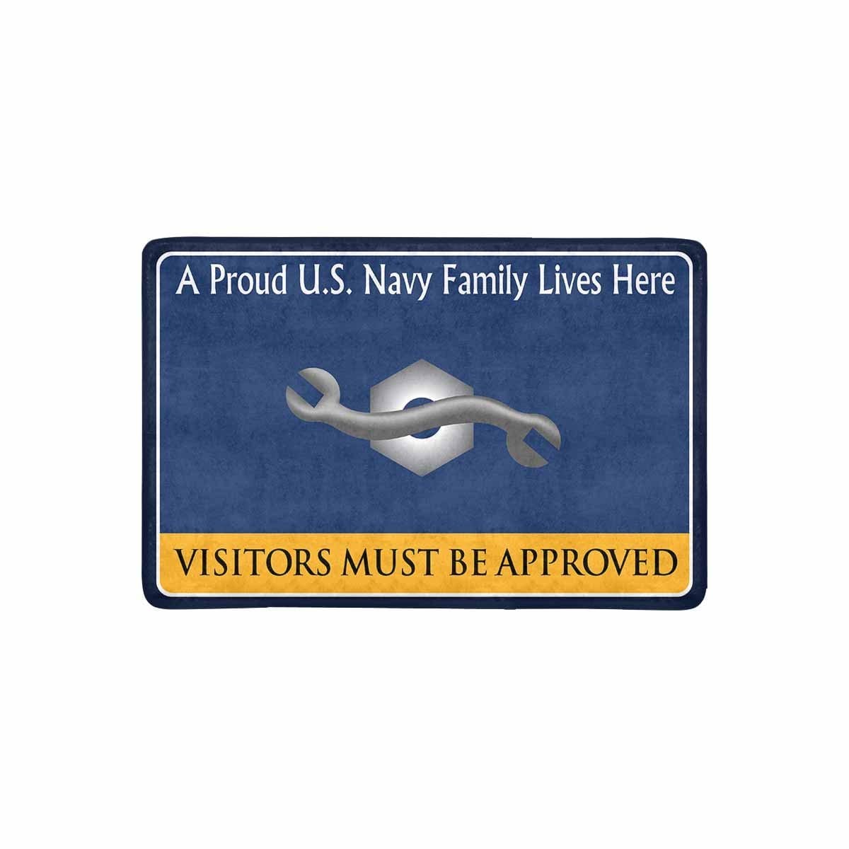 Navy Construction Mechanic Navy CM Family Doormat - Visitors must be approved (23,6 inches x 15,7 inches)-Doormat-Navy-Rate-Veterans Nation