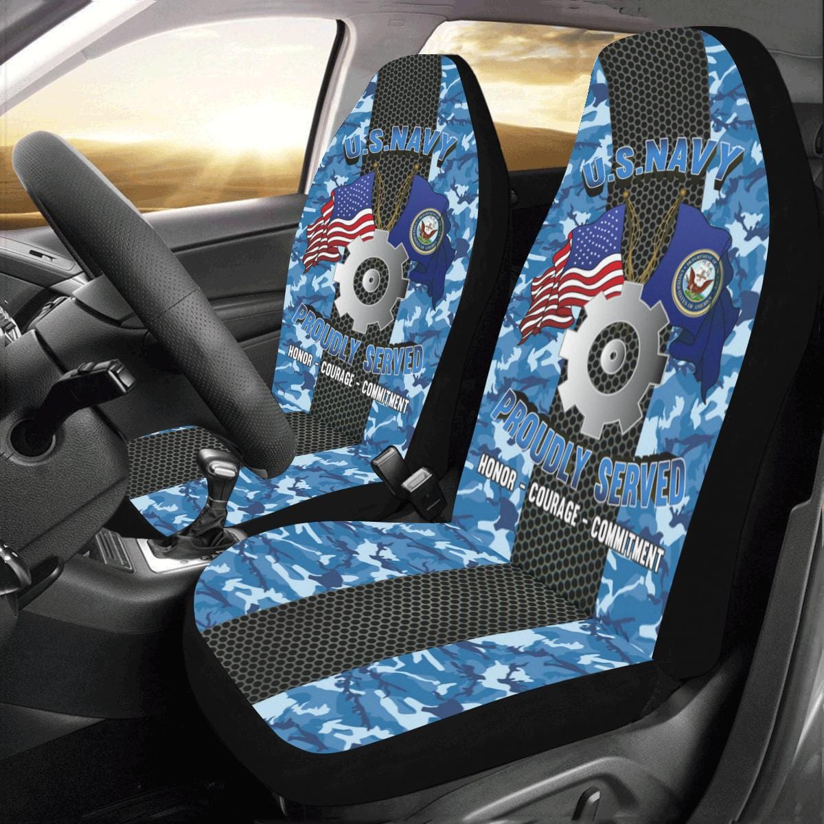 U.S Navy Engineman Navy EN Car Seat Covers (Set of 2)-SeatCovers-Navy-Rate-Veterans Nation