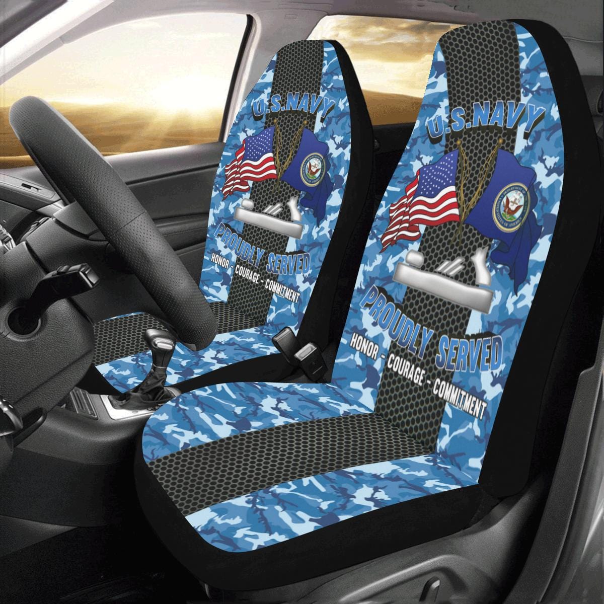 Navy Patternmaker Navy PM Car Seat Covers (Set of 2)-SeatCovers-Navy-Rate-Veterans Nation